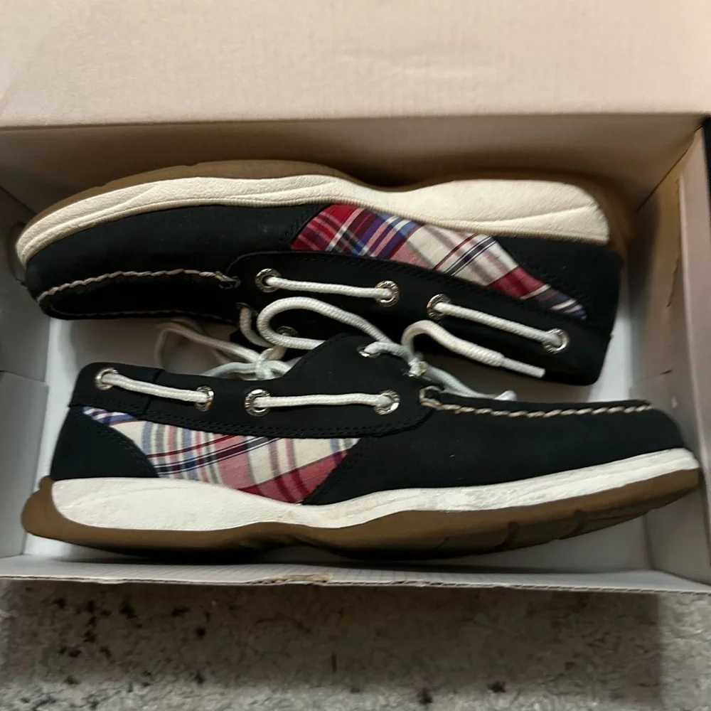 Sperry Top-Sider with Plaid Accents - Intrepid Navy / RWB Plaid Size 6 1/2 M - Picture 2 of 9
